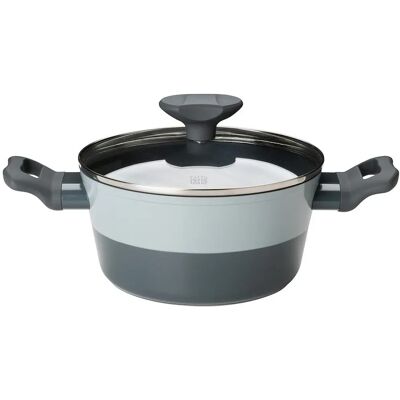 Cocotte en aluminium Tasty - 20cm, 6L, Couvercle en verre, Poignées souples - Cuisinière Cocotte en aluminium Tasty - 20cm, 6L, Couvercle en verre, Poignées souples - Cuisinière