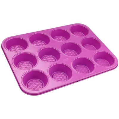 Tasty Moule à Muffins Rose Fuchsia - 12 Muffins - Plaque à Cuisson Tasty Moule à Muffins Rose Fuchsia - 12 Muffins - Plaque à Cuisson
