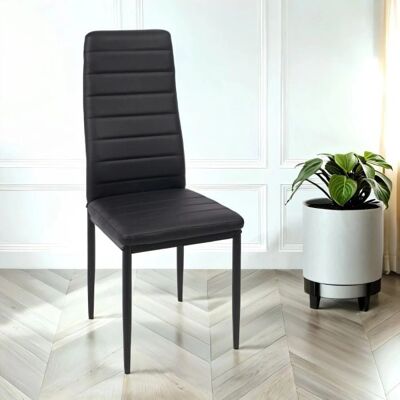 WWE Verona Faux Leather Dining Chair - Black - Black Legs WWE Verona Faux Leather Dining Chair - Black - Black Legs