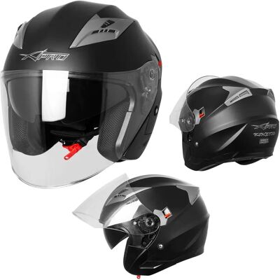 A-PRO - Casco Jet Moto Omologato ECE-22-05 - Noir mat - Visière anti-rayures - Helmet - Publicité A-PRO - Casco Jet Moto Omologato ECE-22-05 - Noir mat - Visière anti-rayures - Helmet - Publicité