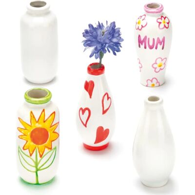 Craft Mini Porseleinen Vazen - Wit - 6 stuks - 10cm Craft Mini Porseleinen Vazen - Wit - 6 stuks - 10cm