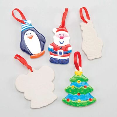 Baker Ross Keramik Weihnachtsbaumdeko - 6 Verschiedene Festliche Designs - 80mm Baker Ross Keramik Weihnachtsbaumdeko - 6 Verschiedene Festliche Designs - 80mm