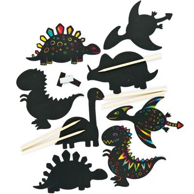 Magnets à gratter de dinosaures arc-en-ciel Baker Ross - Lot de 10 Magnets à gratter de dinosaures arc-en-ciel Baker Ross - Lot de 10
