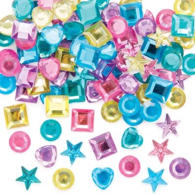 Acryl Gouden Edelstenen - 200 zelfklevende kristalstickers - Veelkleurig, 10-14mm - Knutselmaterialen Acryl Gouden Edelstenen - 200 zelfklevende kristalstickers - Veelkleurig, 10-14mm - Knutselmaterialen