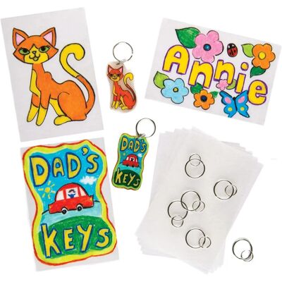 Porte-clés Rétrécissants en Plastique - Pack de 6 - Kit d'Artisanat Porte-clés Rétrécissants en Plastique - Pack de 6 - Kit d'Artisanat