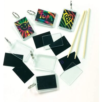 Porte-clés arc-en-ciel à gratter - 6 pièces - 5x4cm Porte-clés arc-en-ciel à gratter - 6 pièces - 5x4cm