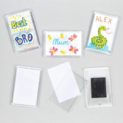 Kit Magnets à Faire soi-même - 6 Kits, avec 2 inserts vides - 68mm x 43mm - Magnets Kit Magnets à Faire soi-même - 6 Kits, avec 2 inserts vides - 68mm x 43mm - Magnets