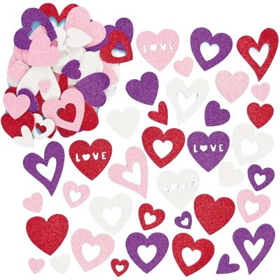Autocollants de cœurs rouges - 120 stickers en mousse pailletés - Décoration Saint-Valentin Autocollants de cœurs rouges - 120 stickers en mousse pailletés - Décoration Saint-Valentin