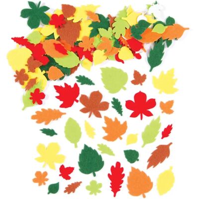Autocollants feuilles d'automne en feutrine - 144 pcs, Mousse, 30-55mm Autocollants feuilles d'automne en feutrine - 144 pcs, Mousse, 30-55mm