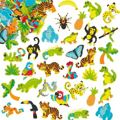 Autocollants en mousse de jungle - 100 pièces pour enfants Autocollants en mousse de jungle - 100 pièces pour enfants