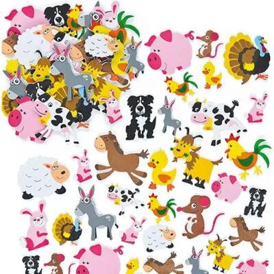 Craft Farm Animal Stickers - 96 autocollants en mousse pour animaux de la ferme en 12 designs incluant cheval, mouton, dinde et vache Craft Farm Animal Stickers - 96 autocollants en mousse pour animaux de la ferme en 12 designs incluant cheval, mouton, dinde et vache