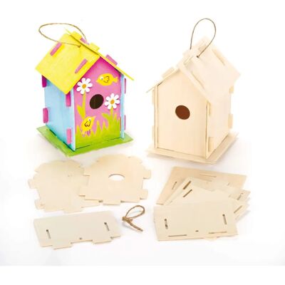 Baker Ross Kits de maisons en bois pour oiseaux - 2 pièces - 17cm Baker Ross Kits de maisons en bois pour oiseaux - 2 pièces - 17cm