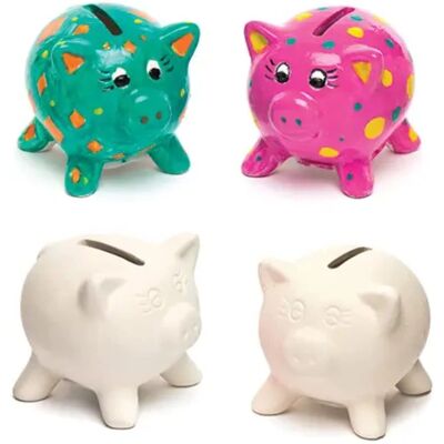 Keramik Spardose "Schwein" - 4x Sparschwein zum Bemalen - 7,5cm - Kinder Sparbüchse Keramik Spardose "Schwein" - 4x Sparschwein zum Bemalen - 7,5cm - Kinder Sparbüchse
