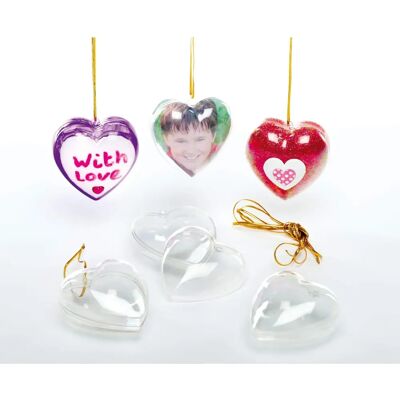Marque Modèle Boules de Cœur - 12 Décorations de Noël en Plastique à Remplir - Publicité Marque Modèle Boules de Cœur - 12 Décorations de Noël en Plastique à Remplir - Publicité