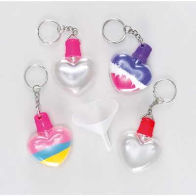 Porte-clés Cœur Argenté - 5 Porte-clés en Forme de Cœur à Remplir - 45mm Porte-clés Cœur Argenté - 5 Porte-clés en Forme de Cœur à Remplir - 45mm