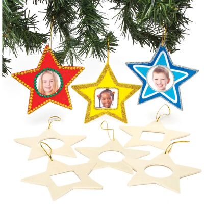 Cadre photo en bois en forme d’étoile suspendu - 12cm - Décoration de Noël Cadre photo en bois en forme d’étoile suspendu - 12cm - Décoration de Noël