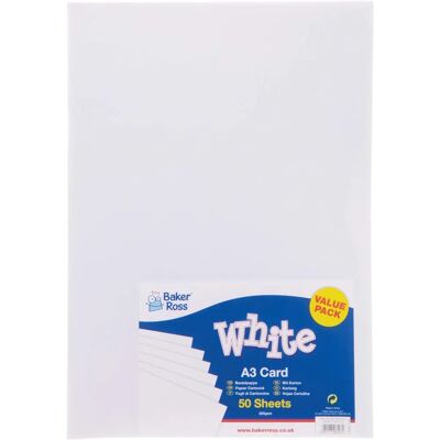 Baker Ross Pack Weiß A3 Bastelkarton 50 Blätter Baker Ross Pack Weiß A3 Bastelkarton 50 Blätter