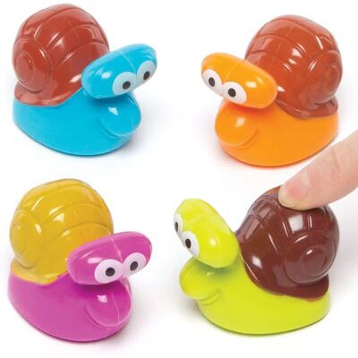 Baker Ross Trekspeelgoed Race Slakken - 4 Stuks - Kleuren assorti - 5,5cm Baker Ross Trekspeelgoed Race Slakken - 4 Stuks - Kleuren assorti - 5,5cm