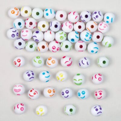 Perles à visage rigolo - 300 pièces, 7 designs Perles à visage rigolo - 300 pièces, 7 designs