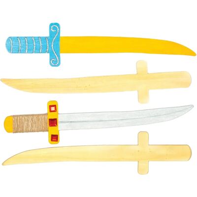 Épées en bois pour enfants - 4 épées à peindre - 32cm Épées en bois pour enfants - 4 épées à peindre - 32cm