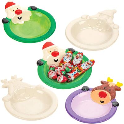 Craft Santa & Reindeer Porcelain Plates - 2 Designs - Kerstavond Decoratie Craft Santa & Reindeer Porcelain Plates - 2 Designs - Kerstavond Decoratie