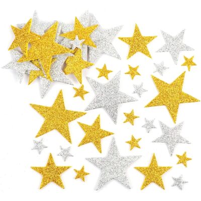 Autocollants d'étoiles en glitter or et argent - 150 pcs Autocollants d'étoiles en glitter or et argent - 150 pcs