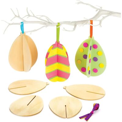 Œufs de Pâques en Bois 3D - Paquet de 6 - Décoration de Pâques Œufs de Pâques en Bois 3D - Paquet de 6 - Décoration de Pâques