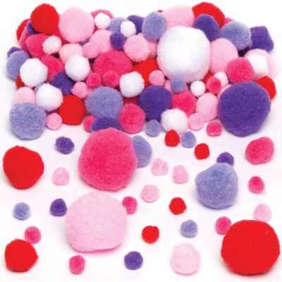 Pompons Rouges, Roses et Violets - 200 Pièces - Fournitures d'artisanat Pompons Rouges, Roses et Violets - 200 Pièces - Fournitures d'artisanat