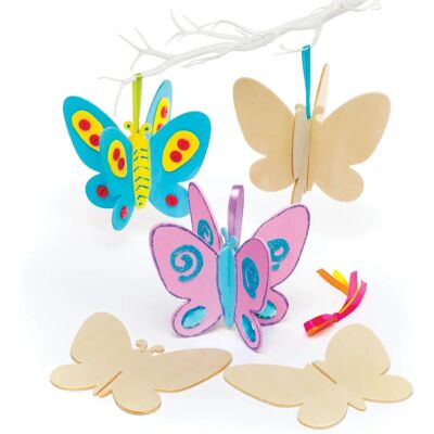 Kit Papillons en Bois Baker Ross - 14cm pour Décorer et Suspendre - 6 pcs Kit Papillons en Bois Baker Ross - 14cm pour Décorer et Suspendre - 6 pcs