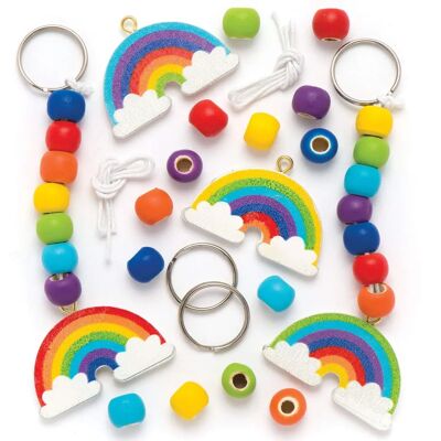 Kit porte-clés arc-en-ciel - Perles en bois Kit porte-clés arc-en-ciel - Perles en bois