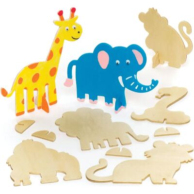 Animaux de la Jungle en bois Baker Ross - Paquet de 10 Animaux de la Jungle en bois Baker Ross - Paquet de 10