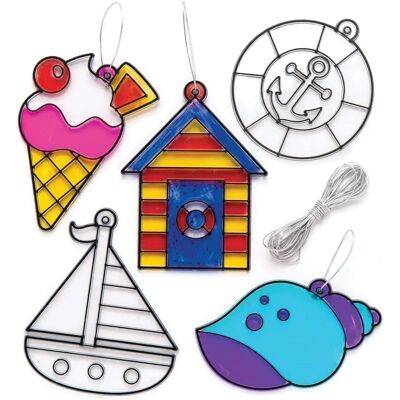 Décorations en acrylique Beach Craft - 8 Suncatchers DIY - Thèmes marins - Peinture pour enfants - Taille 7-9.5cm Décorations en acrylique Beach Craft - 8 Suncatchers DIY - Thèmes marins - Peinture pour enfants - Taille 7-9.5cm