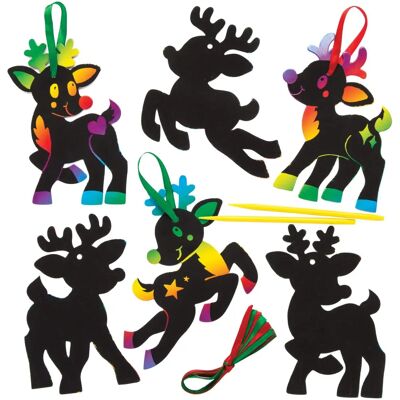 Décorations de Renne à Gratter - 10 Kits pour Enfants Décorations de Renne à Gratter - 10 Kits pour Enfants