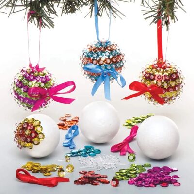 Kit de boules de Noël à sequins - Paquet de 3 Kit de boules de Noël à sequins - Paquet de 3