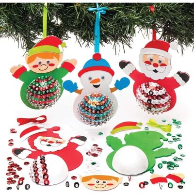 Kit de décorations personnages de Noël avec sequins - Paquet de 3 Kit de décorations personnages de Noël avec sequins - Paquet de 3