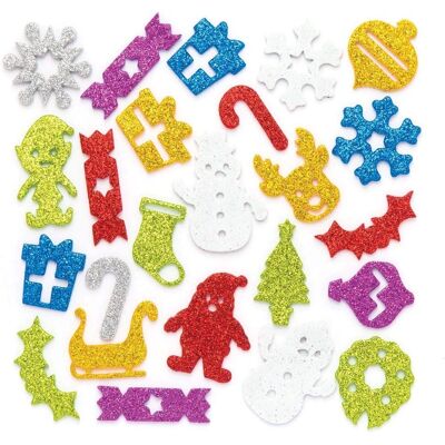 Autocollants de Noël en mousse scintillante - 100 pièces Autocollants de Noël en mousse scintillante - 100 pièces