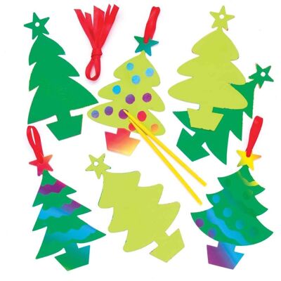 Kunsthandwerks-Weihnachtsbäume - 10 Regenbogen-Kratzornamente - 14cm Kunsthandwerks-Weihnachtsbäume - 10 Regenbogen-Kratzornamente - 14cm