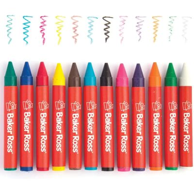 Baker Ross Grandes Crayones en Cera - 3 Cajas Baker Ross Grandes Crayones en Cera - 3 Cajas