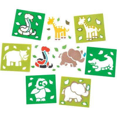 Pochoirs d'animaux de la jungle pour enfants - 6 lavables - 15cm x 14cm Pochoirs d'animaux de la jungle pour enfants - 6 lavables - 15cm x 14cm