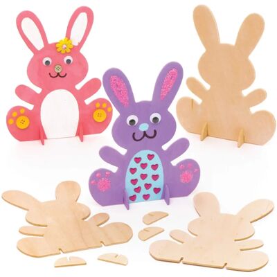 Formes de Lapins en Bois Baker Ross - 6pcs, 16cm - Décorer et Poser Formes de Lapins en Bois Baker Ross - 6pcs, 16cm - Décorer et Poser