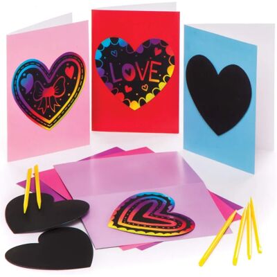 Cartes à gratter cœur arc-en-ciel Baker Ross - Pack de 6 Cartes à gratter cœur arc-en-ciel Baker Ross - Pack de 6