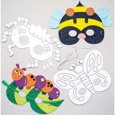 Máscaras de insecto Baker Ross - 8 máscaras de manualidades pre-diseñadas para niños Máscaras de insecto Baker Ross - 8 máscaras de manualidades pre-diseñadas para niños
