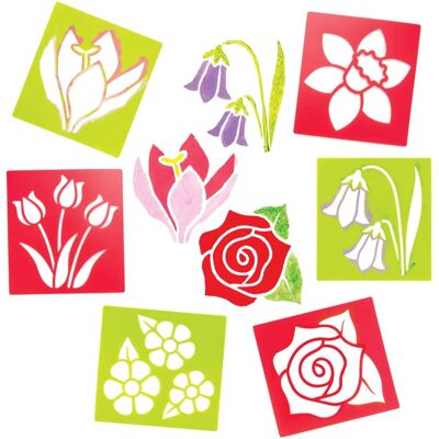 Ensemble de Pochoirs de Fleurs Baker Ross - 6 Modèles en Plastique Réutilisables Ensemble de Pochoirs de Fleurs Baker Ross - 6 Modèles en Plastique Réutilisables