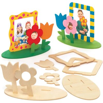 Kit de marco de fotos de jardín de flores de madera Baker Ross - Para niños - 17x9cm Kit de marco de fotos de jardín de flores de madera Baker Ross - Para niños - 17x9cm