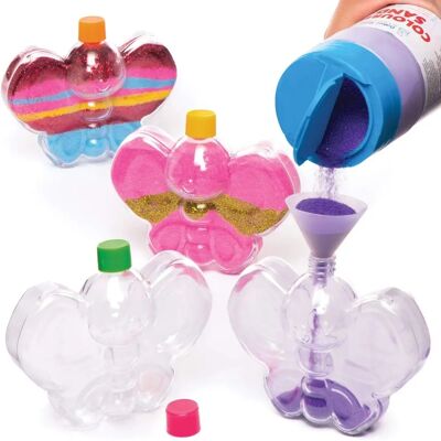 Craft Butterfly Sand Art Bottles - 5 Botellas de arena de plástico Craft Butterfly Sand Art Bottles - 5 Botellas de arena de plástico
