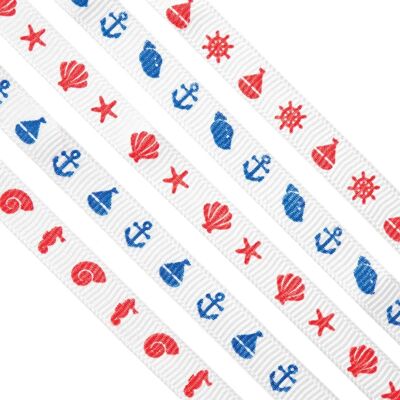 Craft Seaside Ribbons - Strand geïnspireerde, Rood, Blauw, 1,5cm x 300cm - Linten Craft Seaside Ribbons - Strand geïnspireerde, Rood, Blauw, 1,5cm x 300cm - Linten