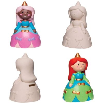 Coffres à pièces en céramique princesse - Paquet de 2 - Peindre, 13cm Coffres à pièces en céramique princesse - Paquet de 2 - Peindre, 13cm