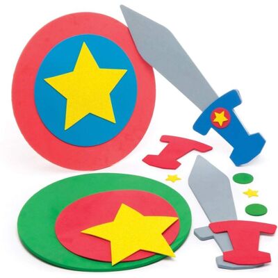 Baker Ross Schaumstoff-Schwert- und Schild-Set - 25cm Schild, 32cm Schwert - Superhelden Bastelset Baker Ross Schaumstoff-Schwert- und Schild-Set - 25cm Schild, 32cm Schwert - Superhelden Bastelset