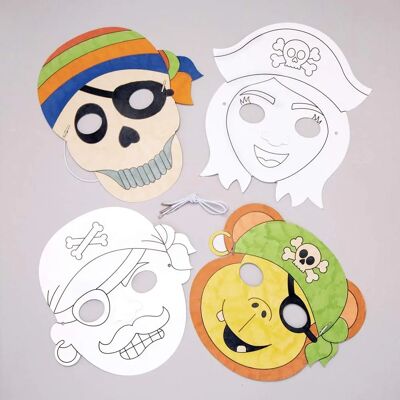 Kit de masques de pirates à colorier - 8 pièces - Activités manuelles - 20cm Kit de masques de pirates à colorier - 8 pièces - Activités manuelles - 20cm