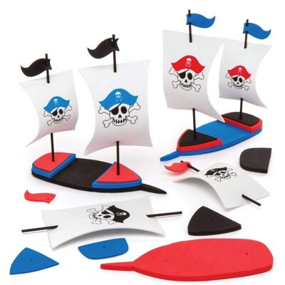 Kit de Bateaux de Pirates en Mousse Baker Ross - 17cm - Jeu Créatif Kit de Bateaux de Pirates en Mousse Baker Ross - 17cm - Jeu Créatif